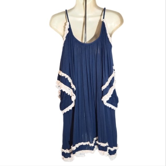 Raga Anthropologie Desert Sand Fringed & Tassled Boho Tunic Dress Navy Size S - Picture 11 of 11